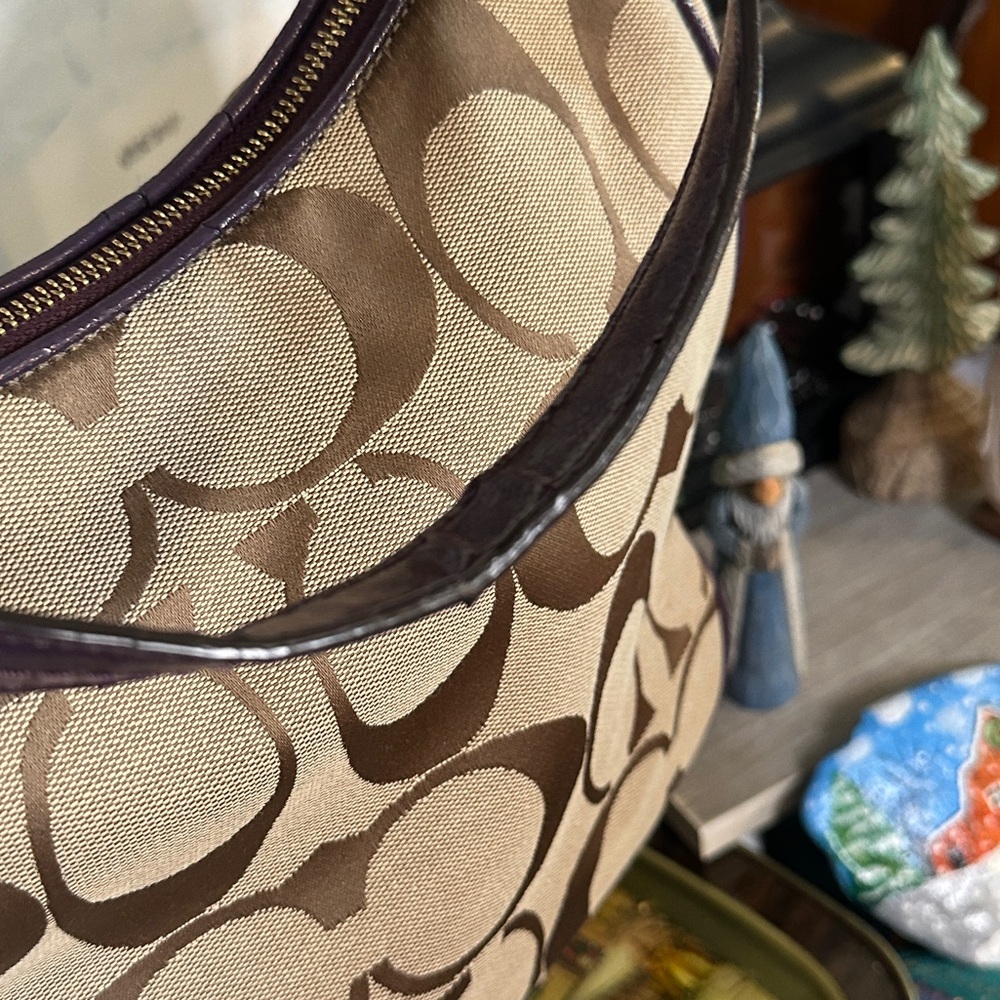 Coach Signature Stripe Convertible Hobo. - Picture 8 of 14
